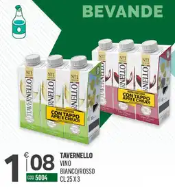 Tutto Risparmio Cash&Carry Tavernello vino bianco/rosso offerta