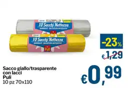 Qui Discount Sacco giallo/trasparente con lacci Puli offerta