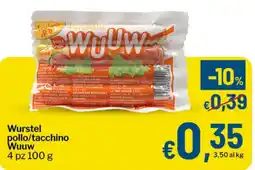 Qui Discount Wurstel pollo/tacchino Wuuw offerta