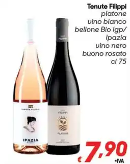 Pac Cash&Carry Tenute Filippi platone vino bianco bellone Bio Igp / Ipazia vino nero buono rosato offerta