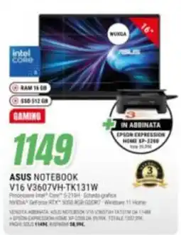 Leonardelli ASUS NOTEBOOK V16 V3607VH-TK131W offerta