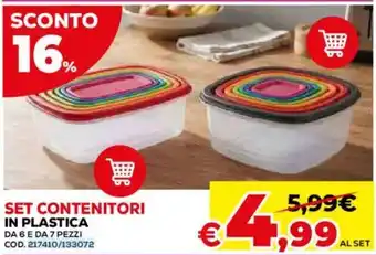 Set contenitori in plastica
