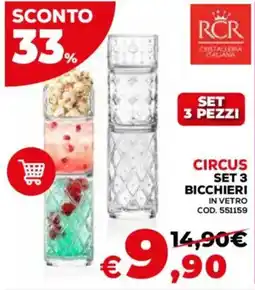 Conforama Circus set 3 bicchieri in vetro offerta