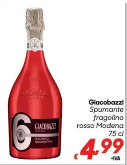 Pac Cash&Carry Giacobazzi Spumante fragolino rosso Modena offerta