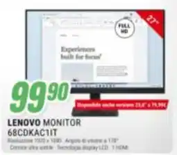 Leonardelli Lenovo monitor 68CDKAC1IT offerta