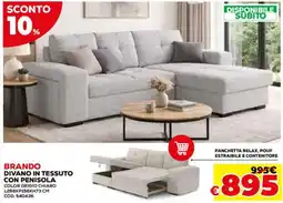 Conforama Brando divano in tessuto con penisola offerta