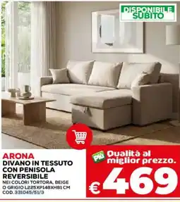 Conforama Arona divano in tessuto con penisola reversibile offerta