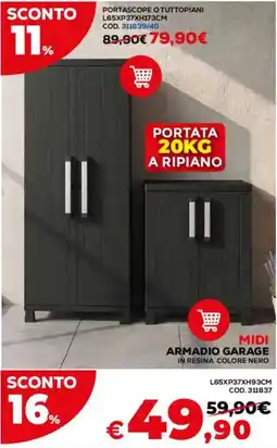 Conforama Midi Armadio Garage in resina colore nero offerta