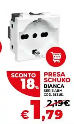 Conforama Presa Schuko bianca serie ABM offerta