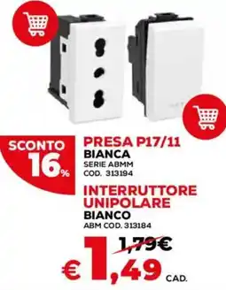 Conforama Presa P17/11 bianca serie ABMM offerta