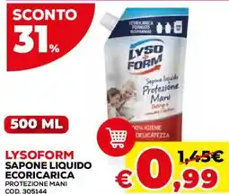Conforama Lysoform sapone liquido ecocarica protezione mani offerta