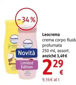 dm drogerie markt Leocrema crema corpo fluida profumata offerta