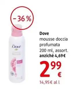 dm drogerie markt Dove mousse doccia profumata offerta
