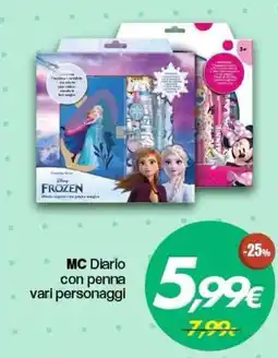 Franzy's MC Diario con penna vari personaggi offerta