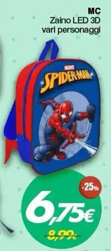 Franzy's Zaino LED 3D Spider-Man offerta