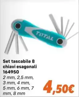 Orizzonte Set tascabile 8 chiavi esagonali TOTAL offerta