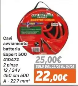 Orizzonte Cavi avviamento batteria Export 500 offerta