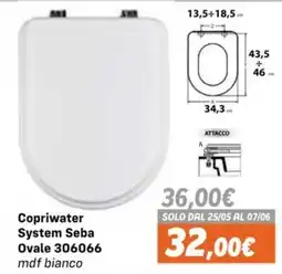 Orizzonte Copriwater System Seba Ovale 306066 mdf bianco offerta