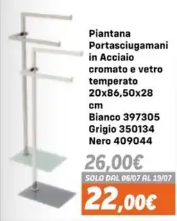 Orizzonte Piantana Portasciugamani in Acciaio cromato e vetro temperato offerta