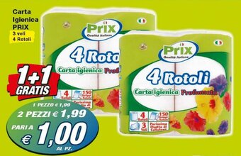Prix Quality Prix Carta Igienica 3 veli 4 Rotoli offerta