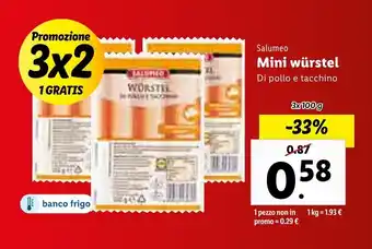 Lidl Salumeo Mini würstel 3x 100g offerta