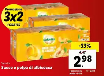 Lidl Solevita Succo e polpa di albicocca 3x 1,2l offerta
