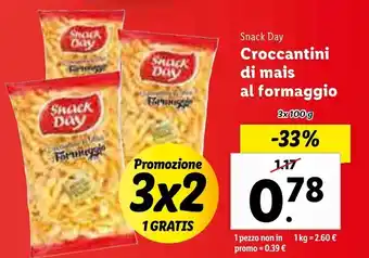 Lidl Snack Day Croccantini di mais al formaggio 3x 100g offerta