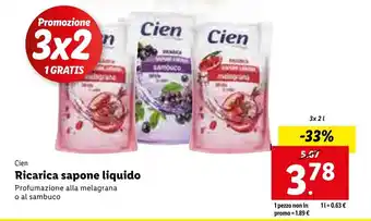 Lidl Cien Ricarica sapone liquido 3x 2l offerta