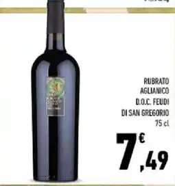 Conad Tuday Rubrato Aglianico D.O.C. Feudi di San Gregorio offerta