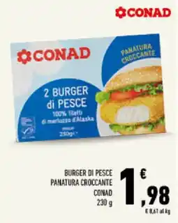 Conad Tuday Burger di pesce panatura croccante Conad offerta
