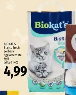 Emi Supermercati Biokat's bianco fresh lettiera agglomerante offerta