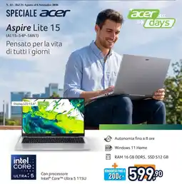 Unieuro Acer Aspire Lite 15 offerta