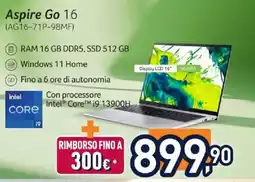 Unieuro Aspire Go 16 offerta
