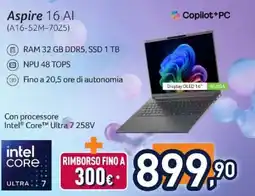 Unieuro Aspire 16 AI offerta