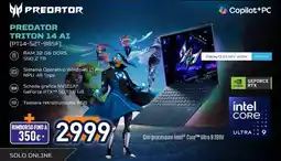 Unieuro Predator Triton 14 AI offerta