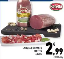 Conad Margherita Carpaccio di manzo Beretta offerta