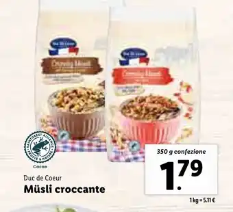 Lidl Duc de Coeur Müsli croccante 350g offerta