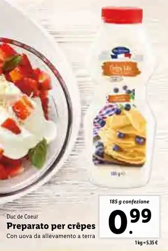 Lidl Duc de Coeur Preparato per crêpes 185g offerta