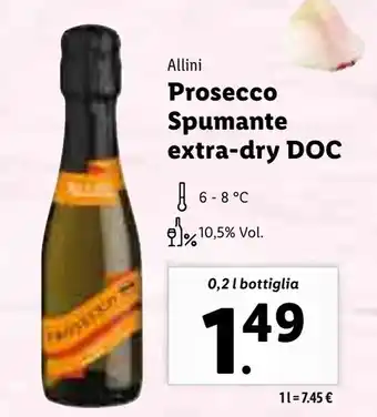 Lidl Allini Prosecco Spumante extra-dry DOC 0,2l offerta
