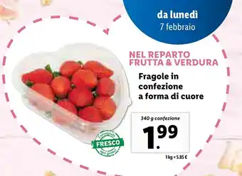 Lidl Fragole in confezione a forma di cuore 340g offerta