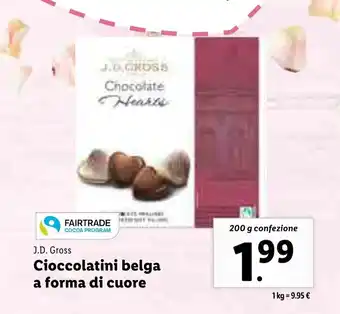 Lidl J.D. Gross Cioccolatini belga a forma di cuore 200g offerta