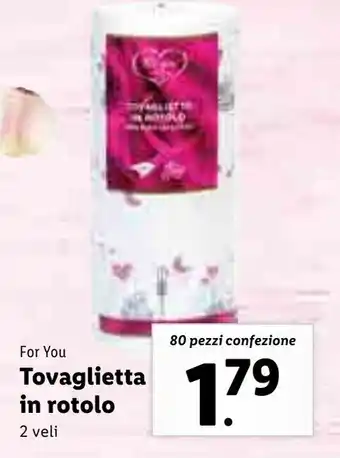 Lidl For You Tovaglietta in rotolo 2 veli 80 pezzi offerta