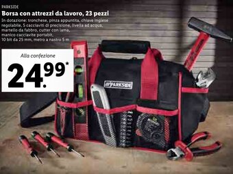 Lidl Parkside Borsa con attrezzi da lavoro, 23 pezzi offerta