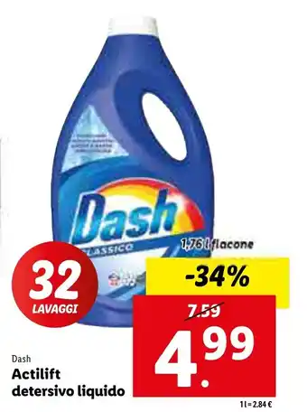 Lidl Dash Actilift detersivo liquido 1,76l offerta