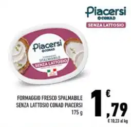 Conad City Formaggio fresco spalmabile senza lattosio Conad Piacersi offerta