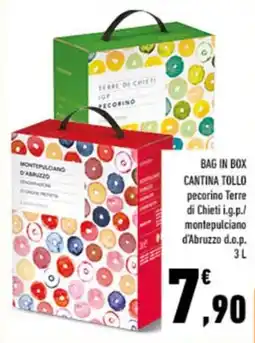 Conad City Bag in box Cantina Tollo pecorino Terre di Chieti i.g.p./montepulciano d'Abruzzo d.o.p. offerta