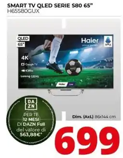 Comet Smart TV QLED Serie S80 65" Haier offerta