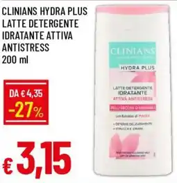 Galassia Clinians Hydra Plus latte detergente idratante attiva antistress offerta