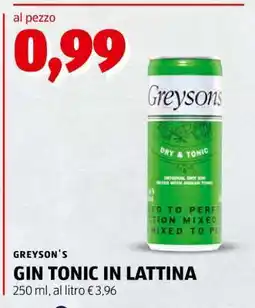 ALDI GREYSON'S GIN TONIC IN LATTINA offerta