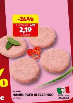 ALDI Hamburger Di Tacchino offerta